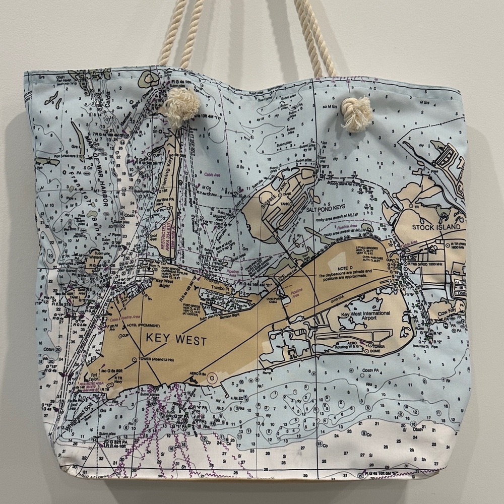 Florida Keys Nautical Map Tote Bag